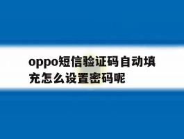 oppo短信验证码自动填充怎么设置密码呢