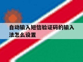 自动输入短信验证码的输入法怎么设置