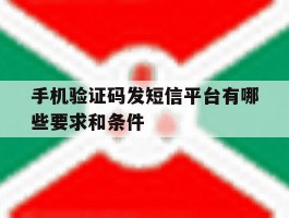 手机验证码发短信平台有哪些要求和条件