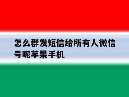 包含怎么群发短信给所有人微信号呢苹果手机的词条