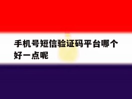 手机号短信验证码平台哪个好一点呢