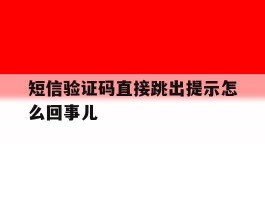 短信验证码直接跳出提示怎么回事儿