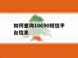 如何查询10690短信平台信息