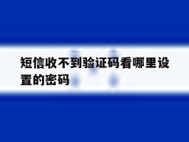 短信收不到验证码看哪里设置的密码