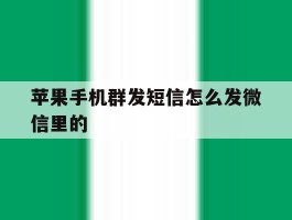 苹果手机群发短信怎么发微信里的