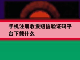 手机注册收发短信验证码平台下载什么
