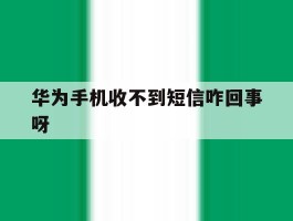 华为手机收不到短信咋回事呀