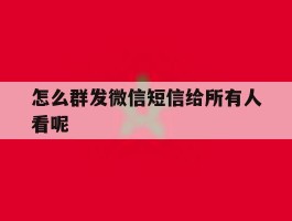 怎么群发微信短信给所有人看呢