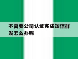 不需要公司认证完成短信群发怎么办呢的简单介绍