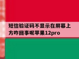 包含短信验证码不显示在屏幕上方咋回事呢苹果12pro的词条