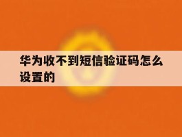 华为收不到短信验证码怎么设置的