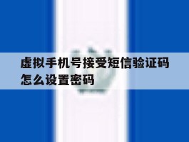 虚拟手机号接受短信验证码怎么设置密码