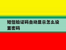 短信验证码自动显示怎么设置密码