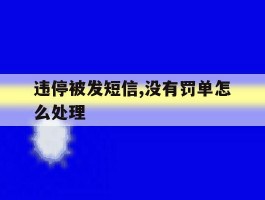 违停被发短信,没有罚单怎么处理