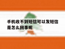手机收不到短信可以发短信是怎么回事呢的简单介绍