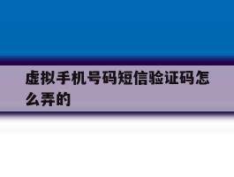 虚拟手机号码短信验证码怎么弄的