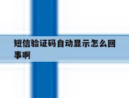 短信验证码自动显示怎么回事啊