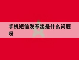 手机短信发不出是什么问题呀