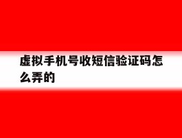 虚拟手机号收短信验证码怎么弄的