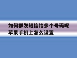 如何群发短信给多个号码呢苹果手机上怎么设置的简单介绍