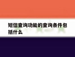短信查询功能的查询条件包括什么