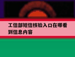 工信部短信核验入口在哪看到信息内容