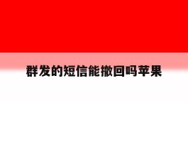 群发的短信能撤回吗苹果