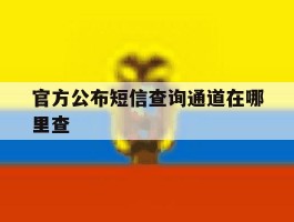 官方公布短信查询通道在哪里查