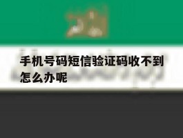 手机号码短信验证码收不到怎么办呢