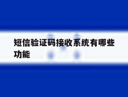 短信验证码接收系统有哪些功能