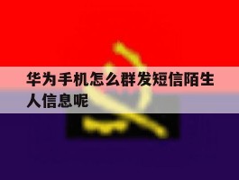 华为手机怎么群发短信陌生人信息呢