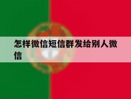 怎样微信短信群发给别人微信