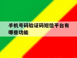手机号码验证码短信平台有哪些功能