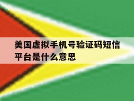 美国虚拟手机号验证码短信平台是什么意思