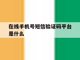 在线手机号短信验证码平台是什么