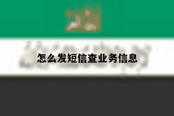 怎么发短信查业务信息 怎么发短信查业务信息