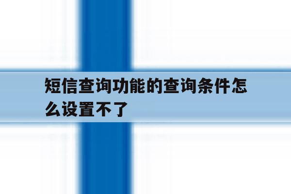 短信查询功能的查询条件怎么设置不了 短信查询功能的查询条件怎么设置不了