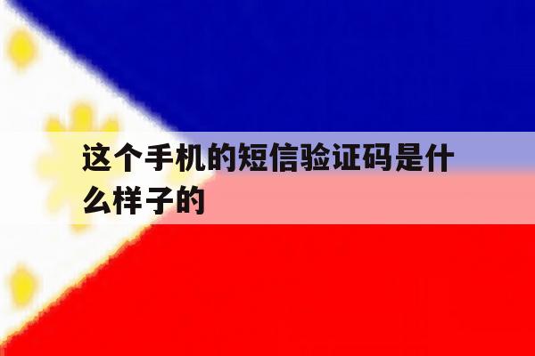 这个手机的短信验证码是什么样子的 这个手机的短信验证码是什么样子的
