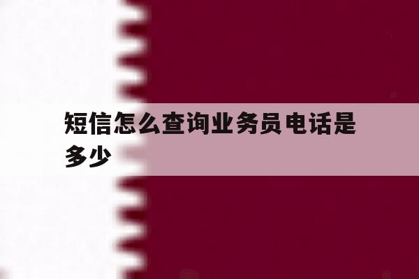 短信怎么查询业务员电话是多少 短信怎么查询业务员电话是多少