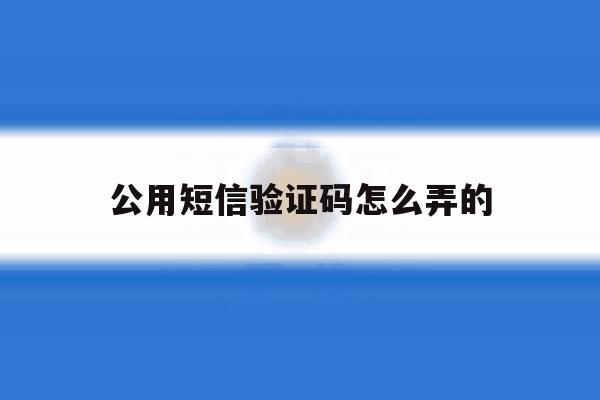 公用短信验证码怎么弄的 公用短信验证码怎么弄的