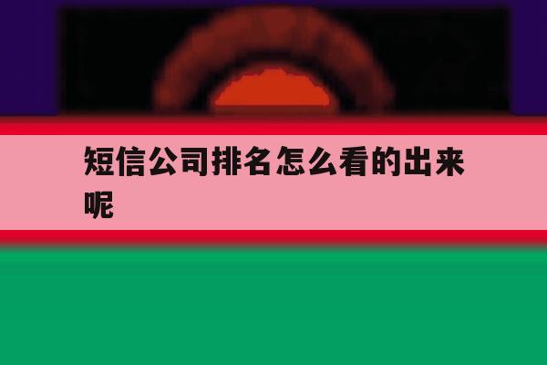 关于短信公司排名怎么看的出来呢的信息 关于短信公司排名怎么看的出来呢的信息