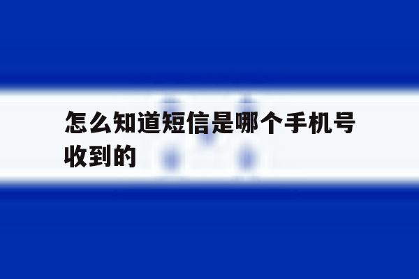 怎么知道短信是哪个手机号收到的 怎么知道短信是哪个手机号收到的